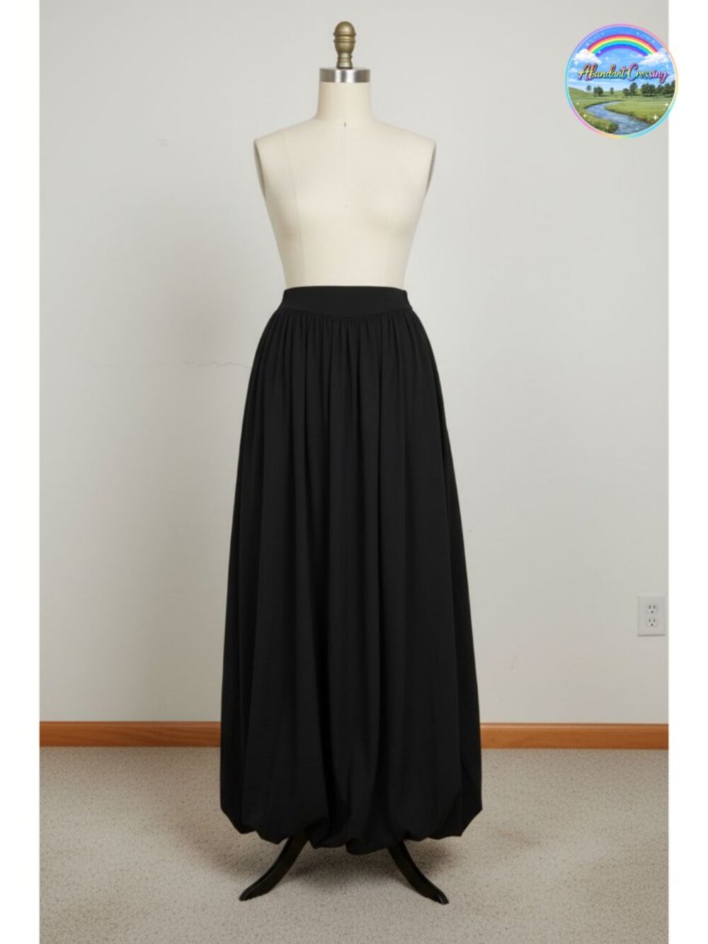 Women's Polyester Blend Bubble Maxi Skirt A-Line Elastic Waist